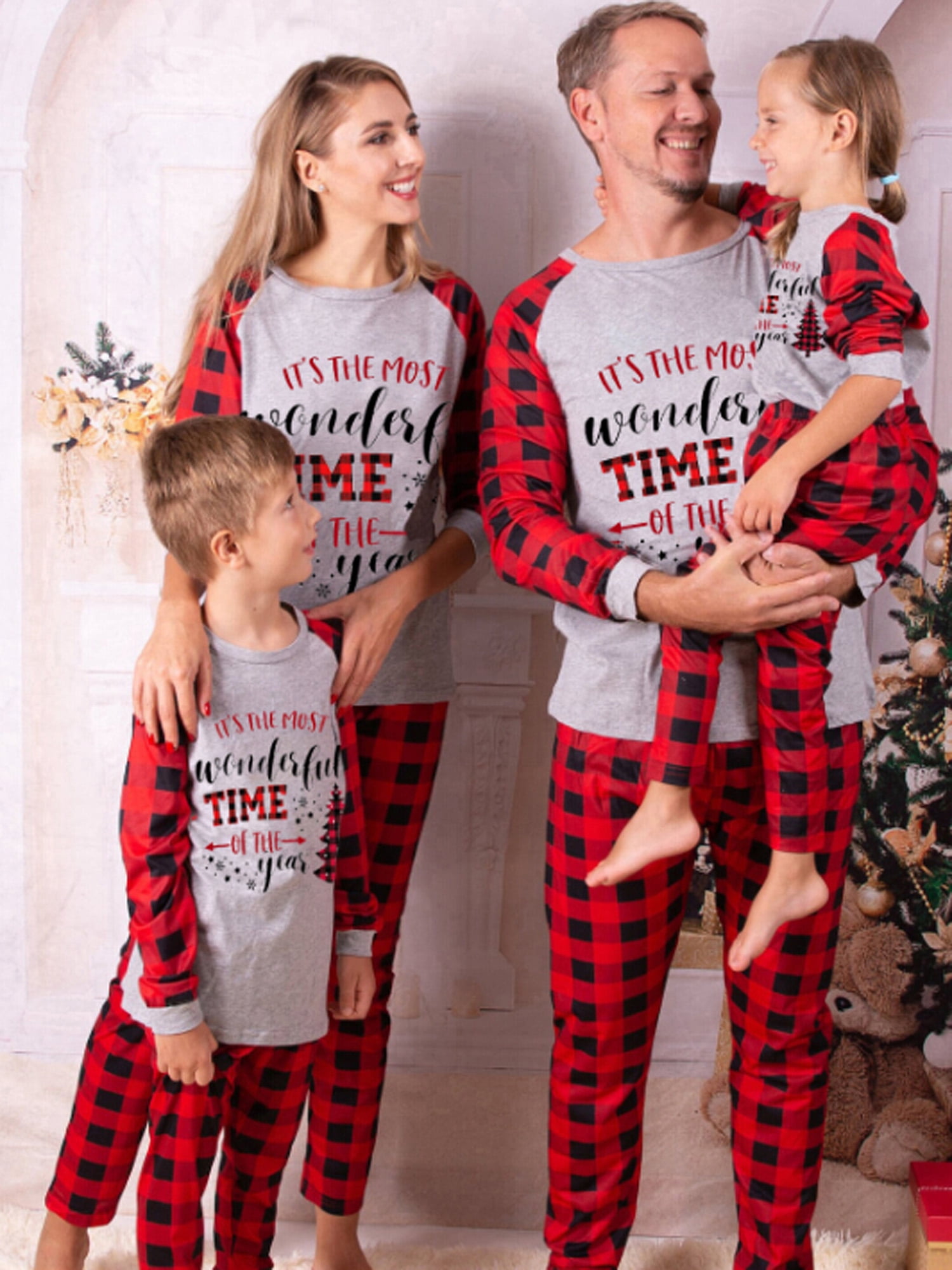 Thaisu Couples Matching Christmas Pajamas, Family Pjs Tops Plaid Pants ...