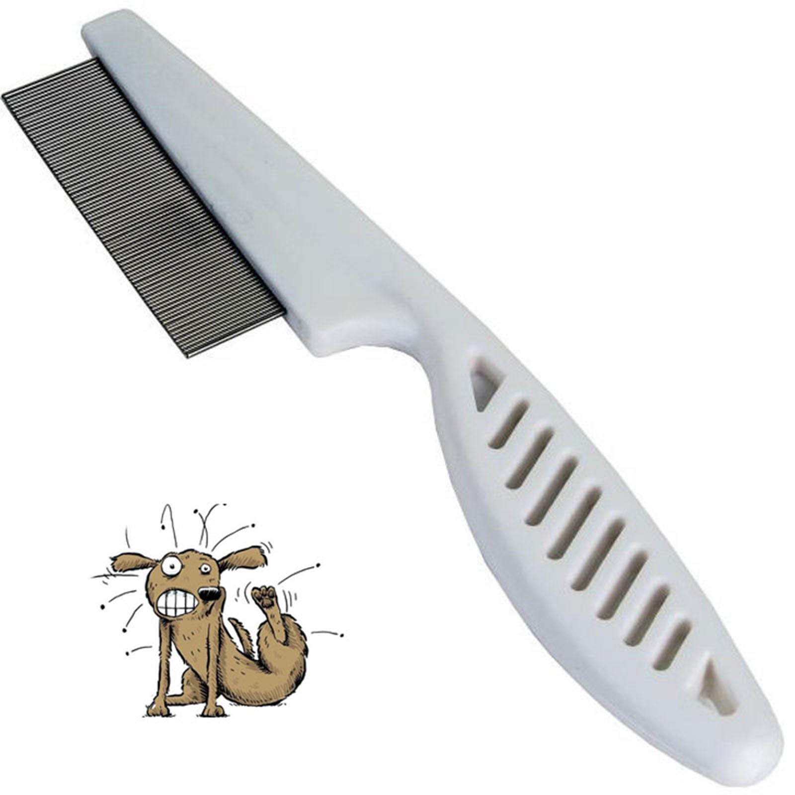 Thaisu Pet Flea Comb, Stainless Steel Pin Plastic Handle Pet Grooming