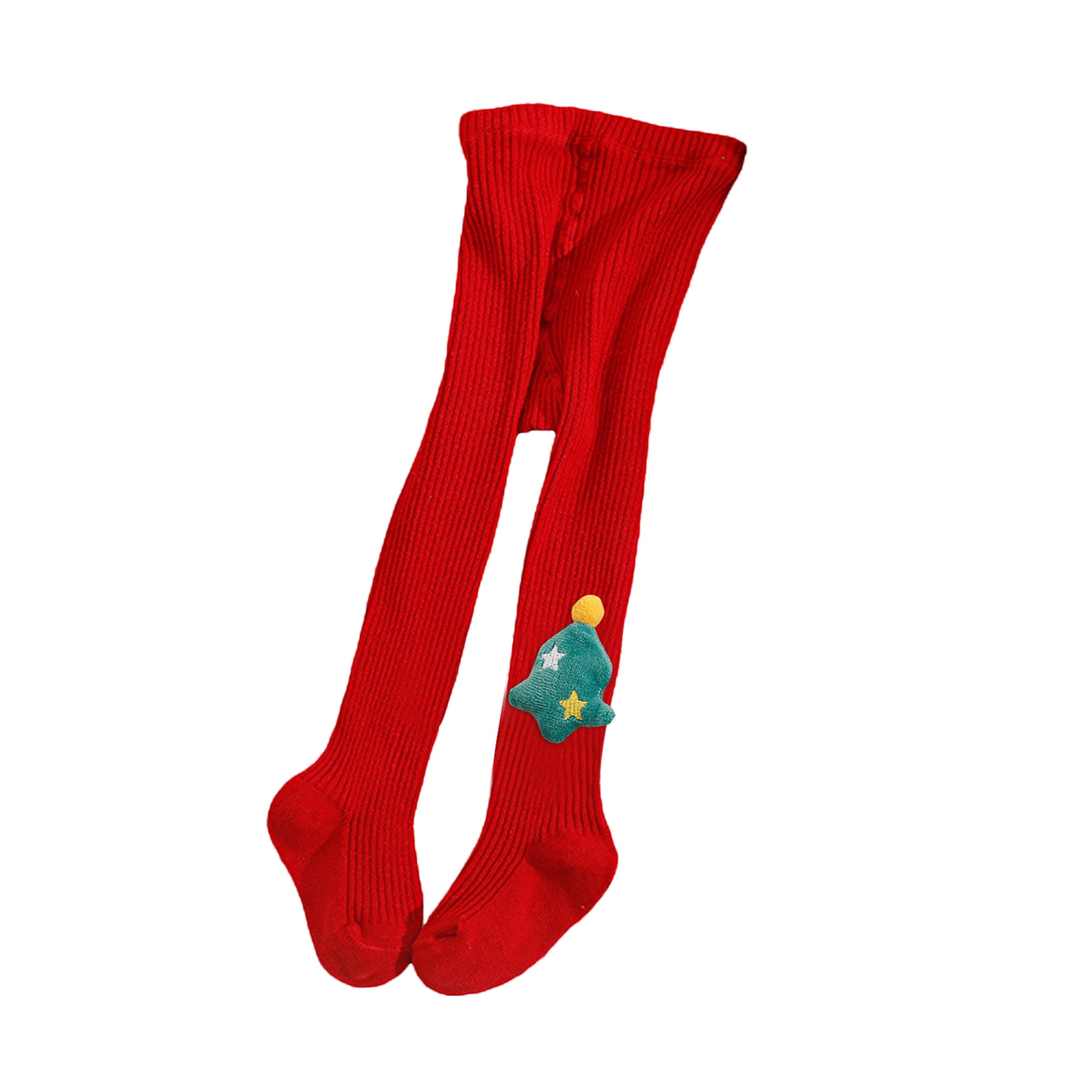 Thaisu Toddler Baby Girls Christmas Stockings Cute Christmas Tree Santa Elk Tights Elastic Waisted Baby Footed Pantyhose Infant Girl s Size Small