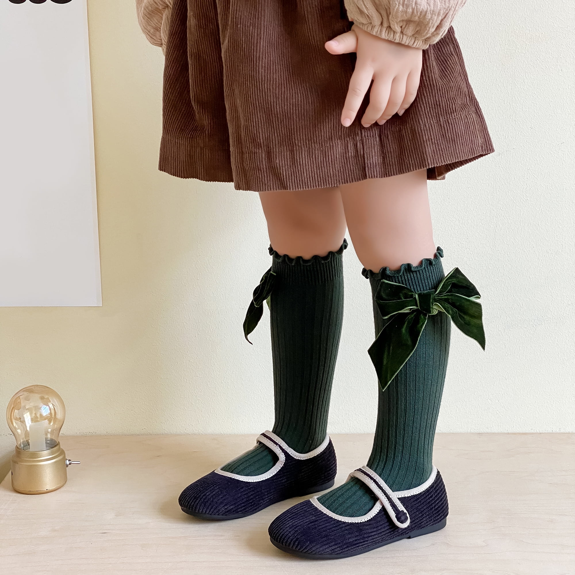 Thaisu Toddler Girl Knee High Socks Soft Frilly Long Socks Stockings