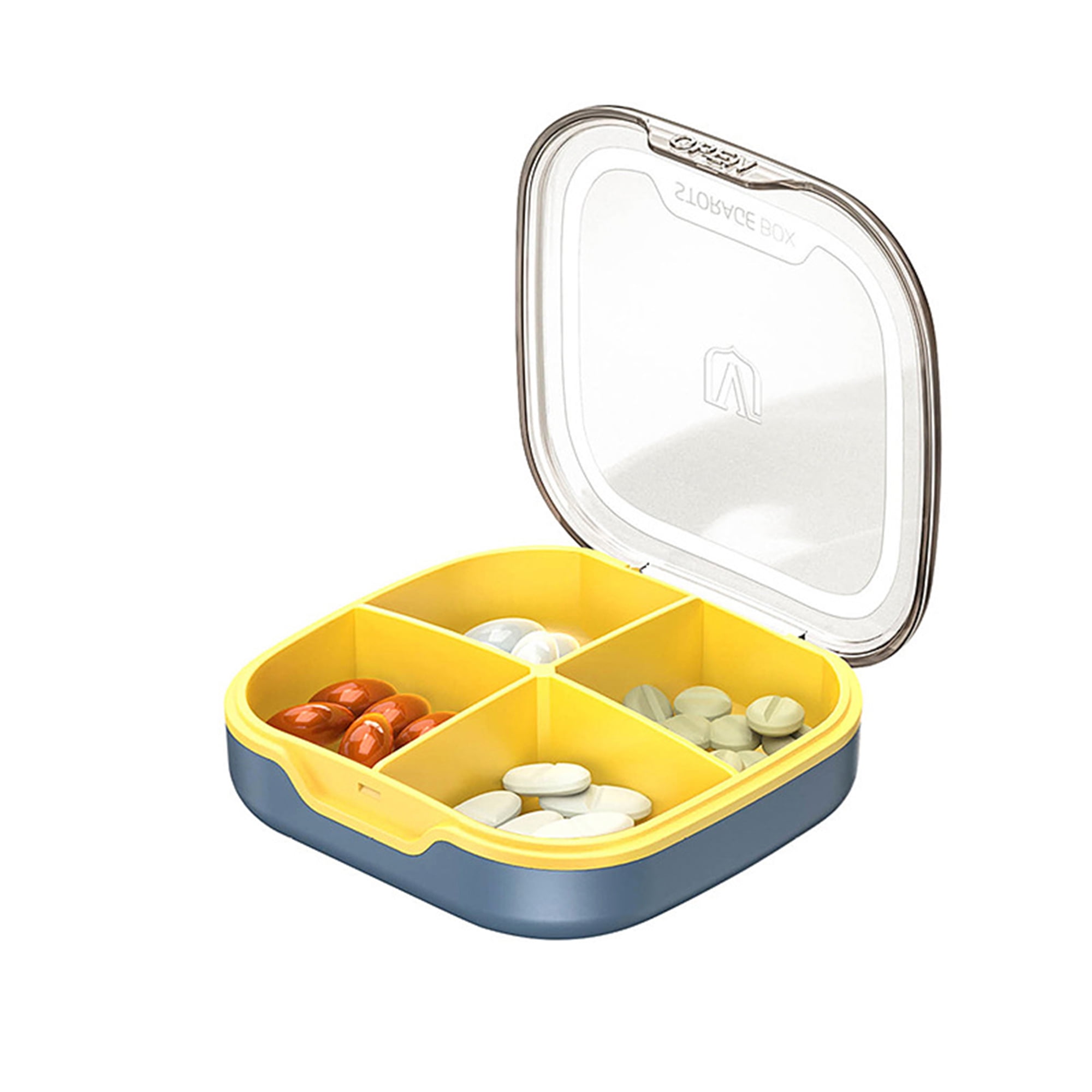 Thaisu Travel Pill Organizer 4 Compartment Cute Pill Case Vitamin