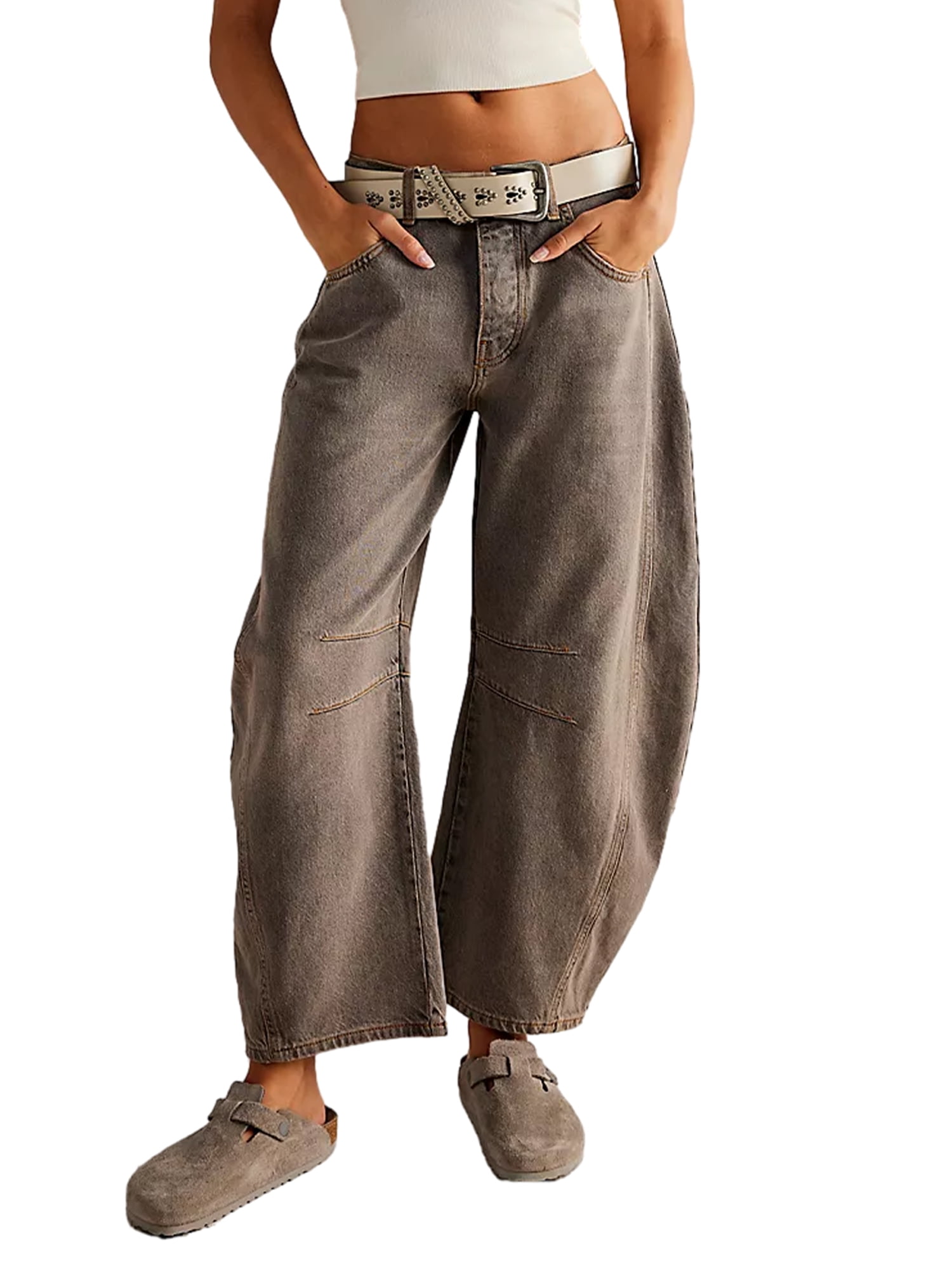 Aodrusa Women's Wide Leg Jeans - Boyfriend Straight Leg, Baggy Denim Pants, Middle Rise, Dark Blue & Washed Black