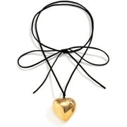 Thaisu Women Heart Necklace, Elegant Tie-up Chained Choker Necklace Jewelry Gift for Birthday Party