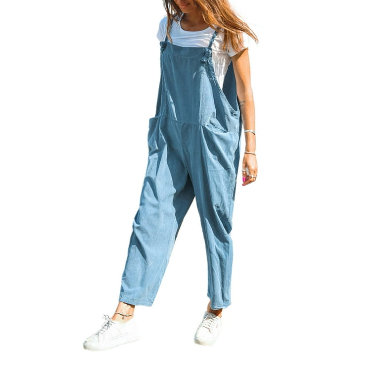 Thaisu Women s Long Jumpsuit Casual Sleeveless Solid Color Baggy