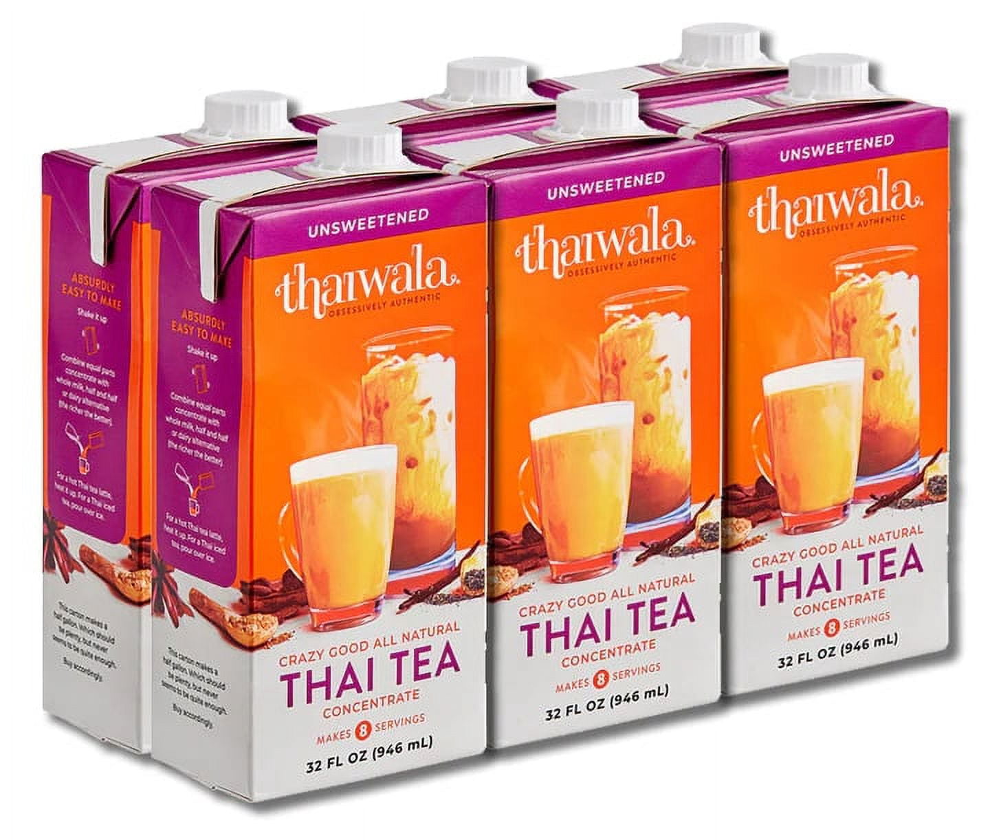 Thaiwala Unsweetened Thai Tea Concentrate All Natural 32 Fl Oz, 6