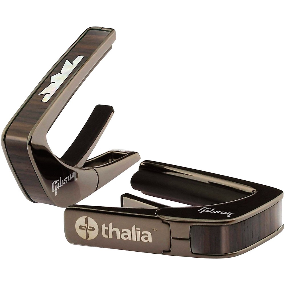 Thalia Official Gibson Black Chrome Guitar Capo, Crown Rosewood Inlay, GIBCB-04