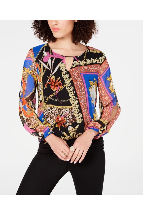 Banded Hem Keyhole Top Multi Status S