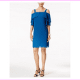 thumbnail image 1 of Thalia Sodi Cold-Shoulder Shift Dress in Nocturnal Blue, Large, 1 of 2