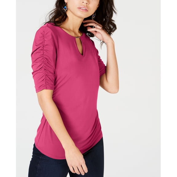 Thalia Sodi Elbow Sleeve Keyhole Top Raspberry Pink XL