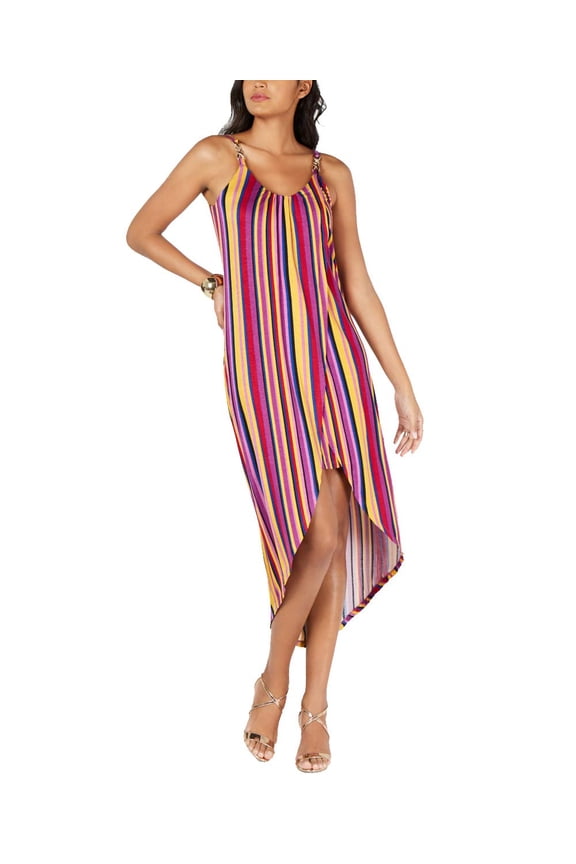 Embellished High Low Dress Narrow Stripe L