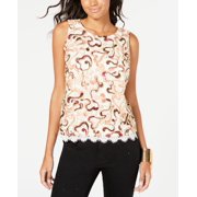Thalia Sodi Embroidered Lace Top Iced Ivory M