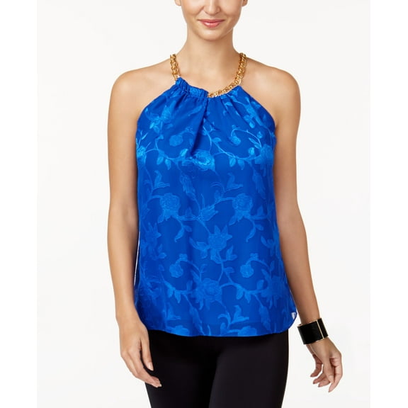 Thalia Sodi Floral Print Chain Detail Top Lazulite XS