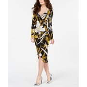 Thalia Sodi Floral Print Crossover Dress Golden Floral L