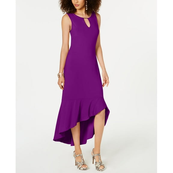 Thalia Sodi Flounce Hem Maxi Dress Violet Berry XS