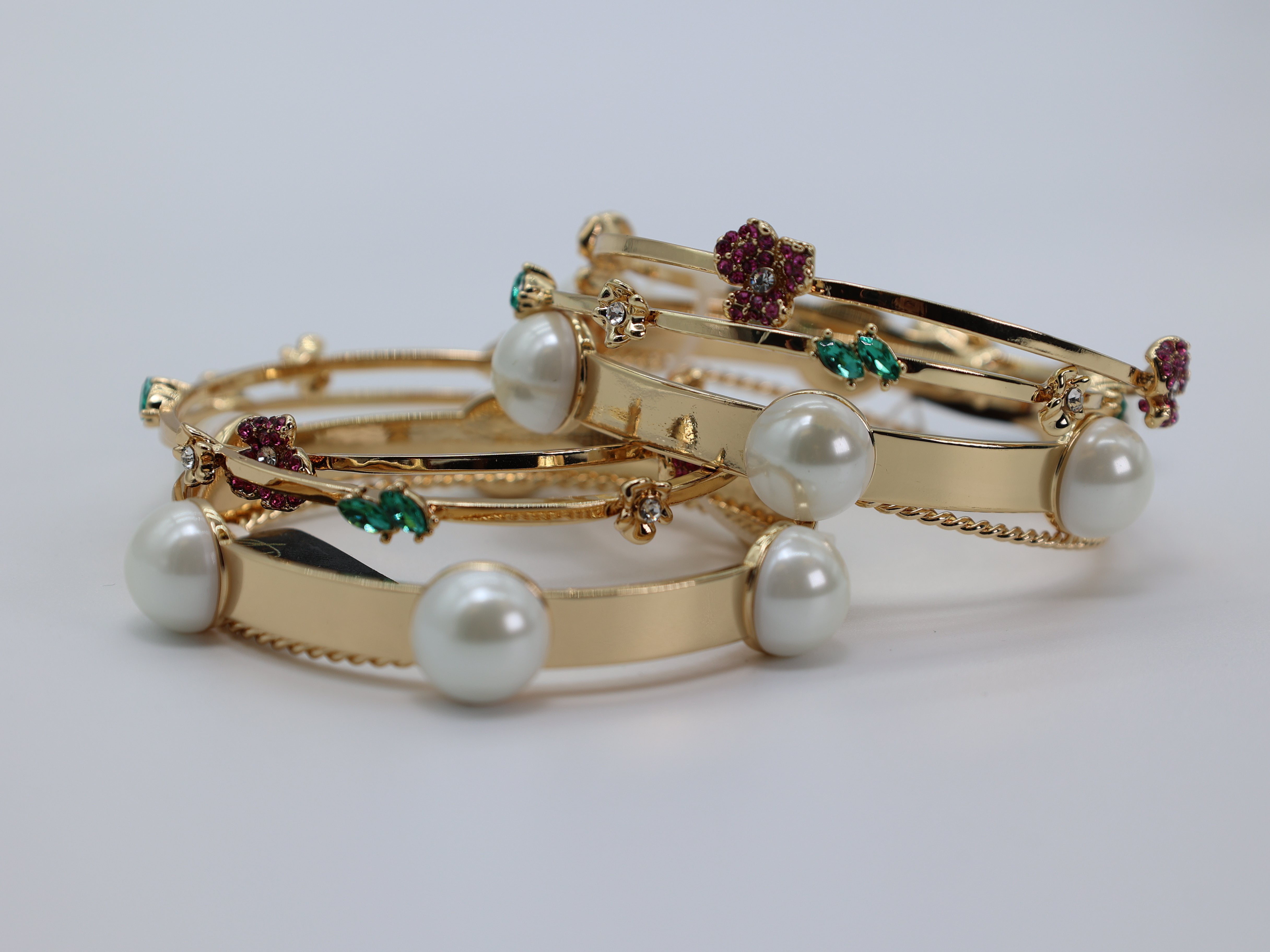 Thalia Sodi Gold-Tone 4-Pc. Set Imitation Pearl & Crystal Bangle Bracelets  