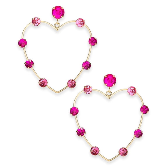 Thalia Sodi Gold-Tone Crystal Open Heart Drop Earrings