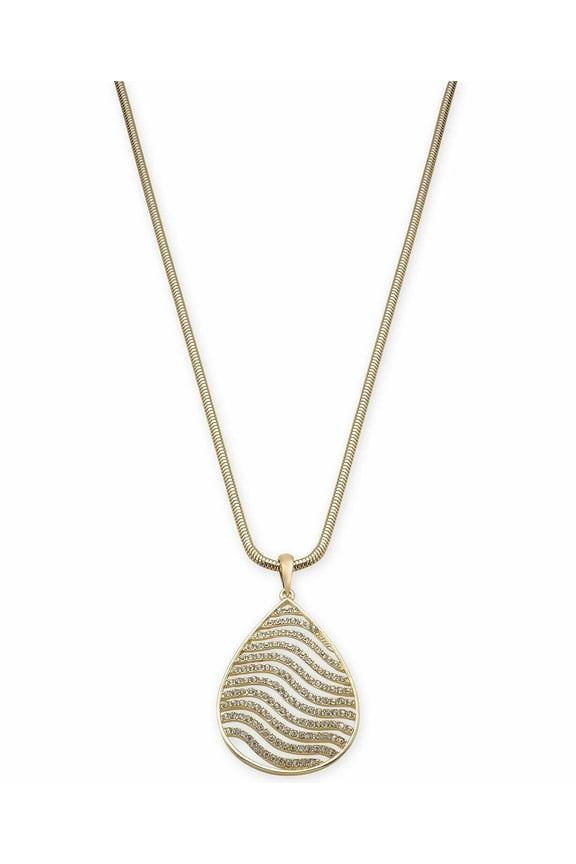 Gold-Tone Pav Tiger Stripe Pendant Necklace