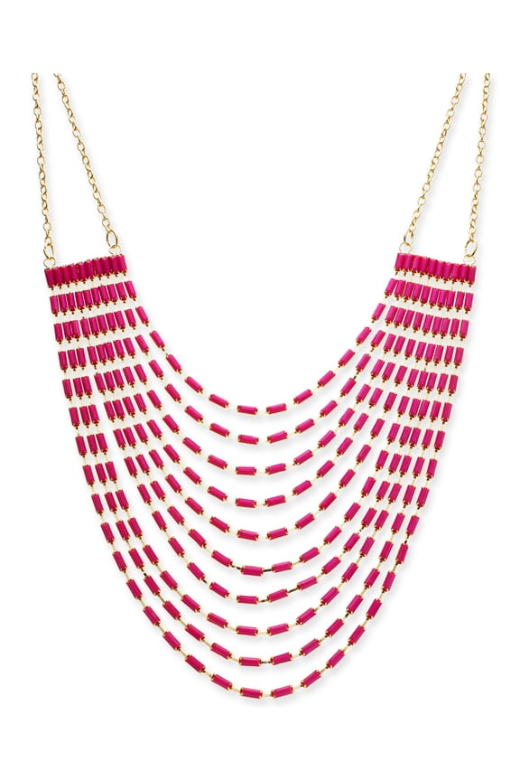 Gold-Tone Stone Multi-Row Statement Necklace(18+3)