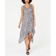 Thalia Sodi Handkerchief Hem Dress Leopard Black/White XS