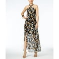 thumbnail image 1 of Thalia Sodi Illusion Hardware Halter Maxi Dress Serengeti Floral Black Combo S, 1 of 1