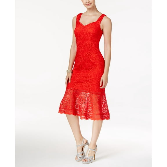 Thalia Sodi Lace Sheath Dress Risky Red 8