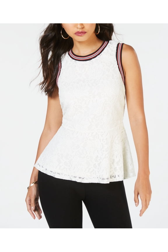 Lace Striped Trim Top Cloud XL