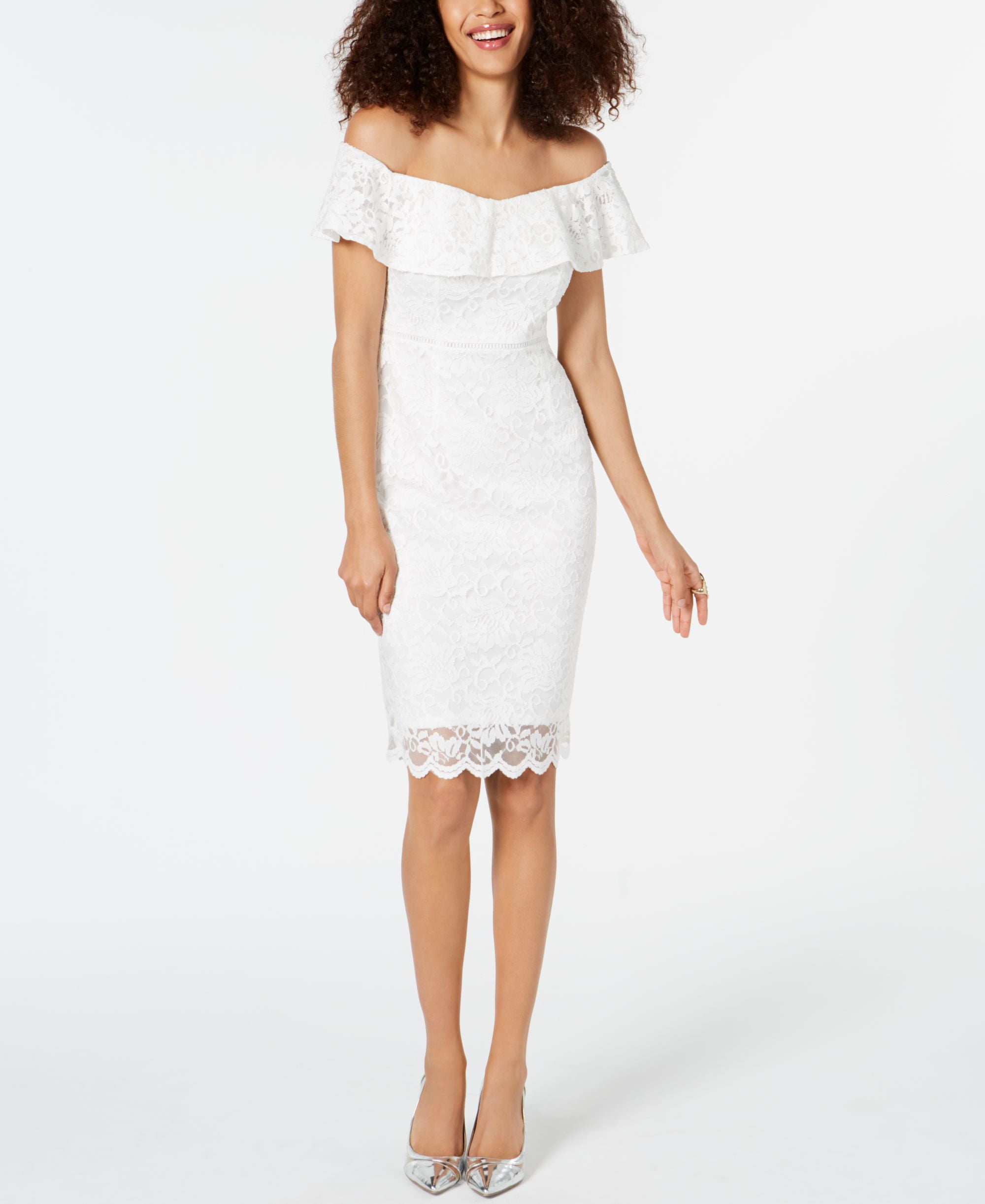 Thalia Sodi Off The Shoulder Lace Dress White 2XL - Walmart.com