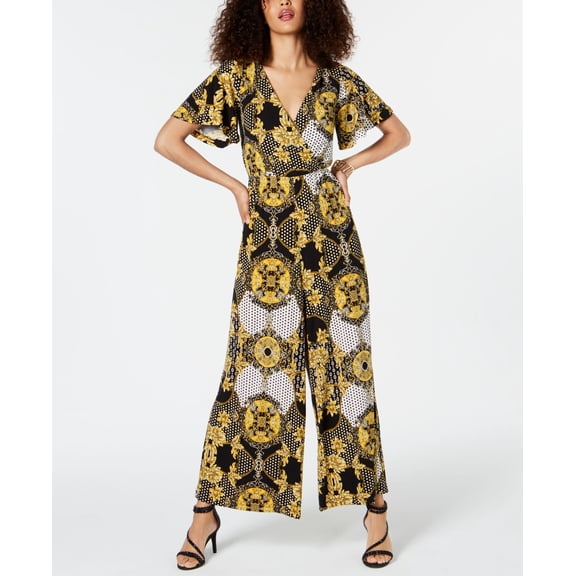 Thalia Sodi Printed Jumpsuit Yellow S