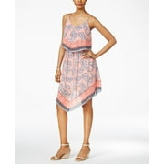 Thalia Sodi Printed Popover Shift Dress Peach Breeze Combo XS