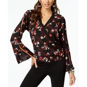Thalia Sodi Printed Split Sleeve Top Black Combo 2XL