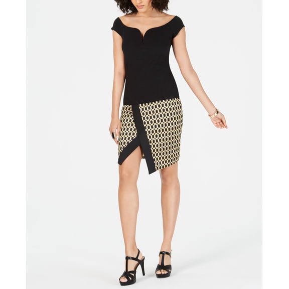 Thalia Sodi Printed Wrap Scuba Skirt Black Ground Chain 2XL