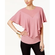 Thalia Sodi Ruffle Overlay Top Mesa Rose M