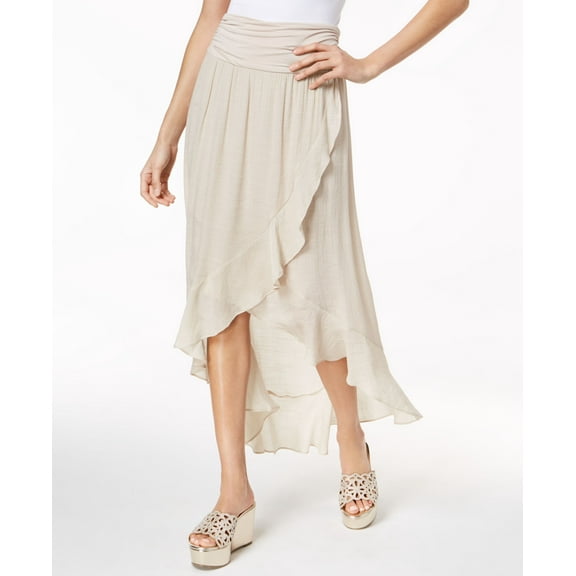 Thalia Sodi Ruffled High Low Maxi Skirt Sand 2XL
