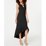 Thalia Sodi Womens Solid Sleeveless Ruffled Maxi Dress Black M