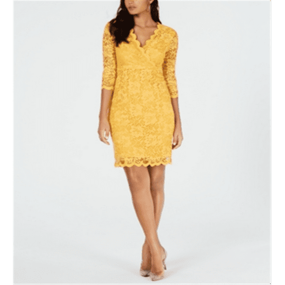 Thalia Sodi Women's Lace Sheath Dress Yellow Size X-Large