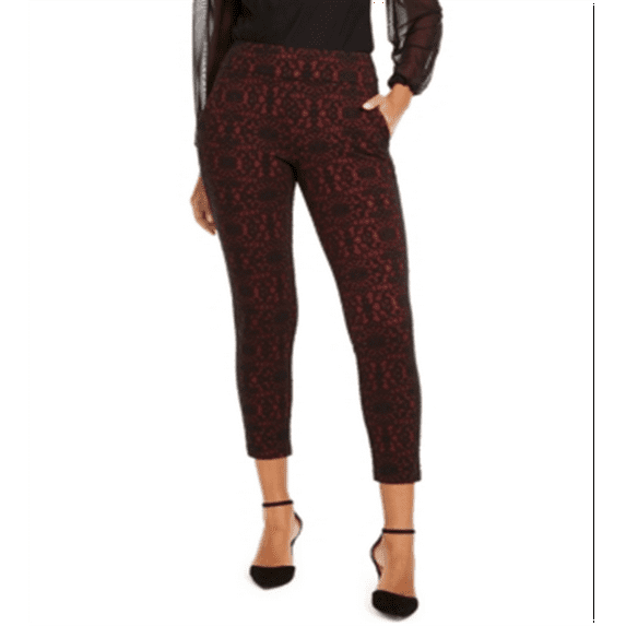 Thalia Sodi Women's Printed Skinny Cropped Trousers Red Size XX-Large