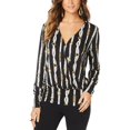 thumbnail image 1 of Thalia Sodi Women's Printed Surplice Blouson Top Black Size Medium, 1 of 3