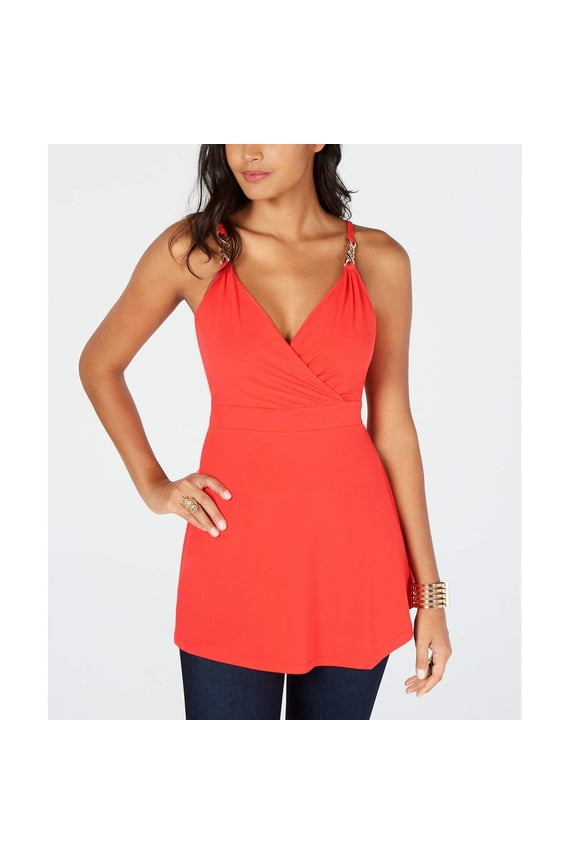 Women's Surplice Neck Sleeveless Top Orange