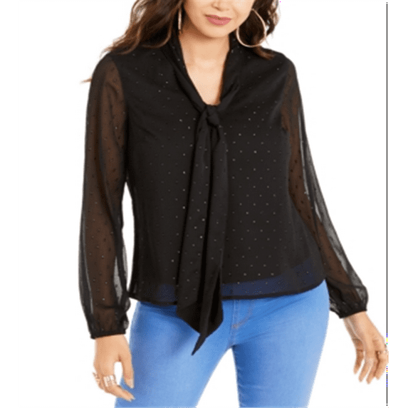 Thalia Sodi Women's V-Neck Tie Top Black Size M