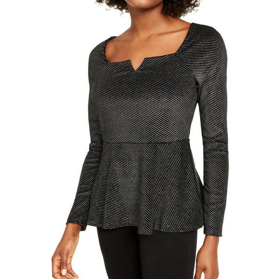 Thalia Sodi Womens Velvet Peplum Blouse, Metallic, X-Small