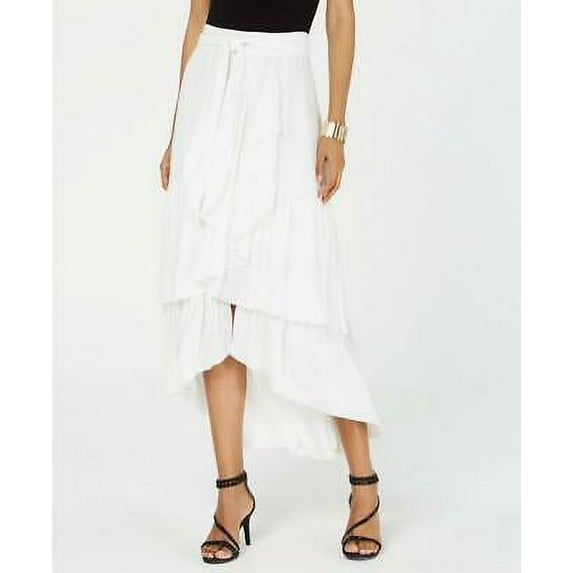 Thalia Sodi Women's White High Low Tiered Ruffled Skirt Size XL MSRP $79