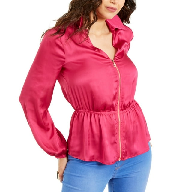 Thalia Sodi Women's Zip Peplum Top Pink Size X-Large