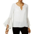 thumbnail image 1 of Thalia Sodi Womens Bell Sleeves Peplum Blouse, White, Small, 1 of 1