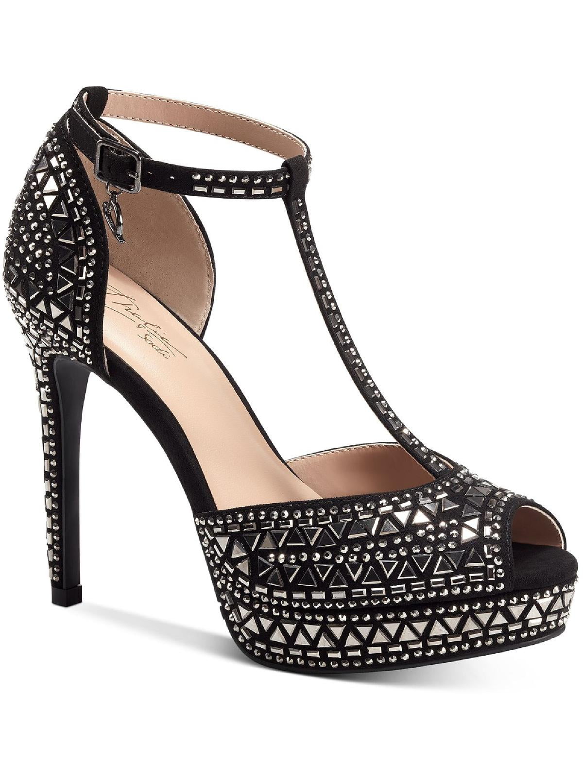 THALIA SODI Womens Clear Mixed /Media Padded Embellished Cut Out Mariposa Pointed Toe Stiletto Zip-Up Dress Pumps Shoes M