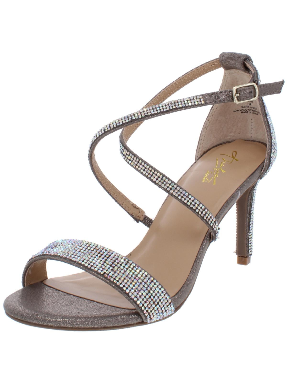 Thalia Sodi Womens Darria 4 Embellished Evening Heels Silver 8 Medium