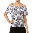 thumbnail image 1 of Thalia Sodi Womens Floral Knit Blouse, Black, X-Small, 1 of 1