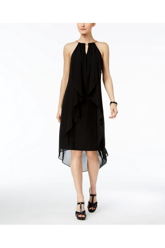 Womens Halter High-Low Dress deepblack S