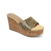 THALIA SODI Womens Jae Faux Suede Slip-On Wedge Sandals