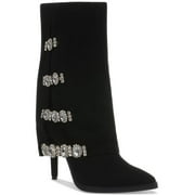 THALIA SODI Womens Nami Embellished Faux Suede Mid-Calf Boots