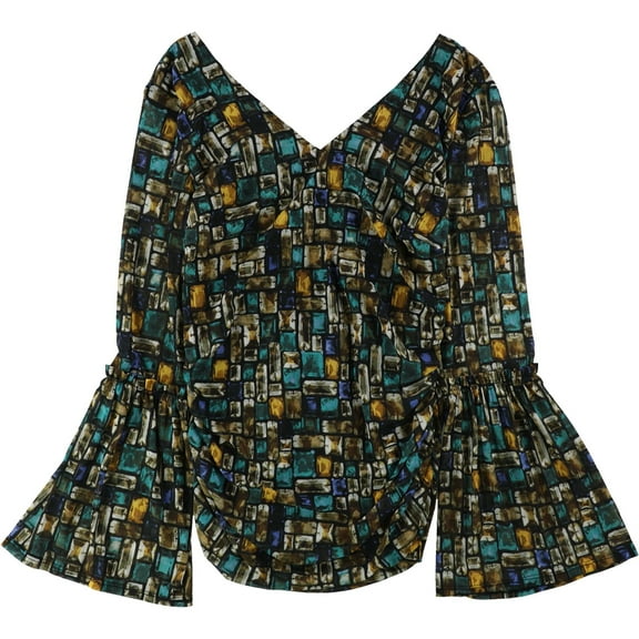 Thalia Sodi Womens Printed Knit Blouse, Multicoloured, Small